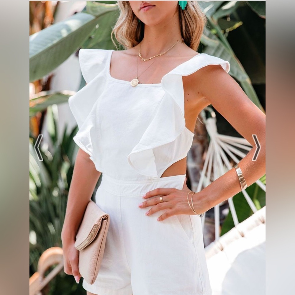 DO+BE White Ruffle Jumpsuit - Picture 3 of 16